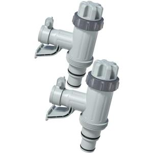 MASCARRY Above Ground Swimming Pool Hose Adapter with Plunger Valve and Pipe Holder - Replacement Parts for Pool Pump System (Round Top 2 PACK)