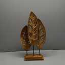 Deco 79 Teak Wood Leaf Handmade Decorative Sculpture Home Decor Statue, Accent Figurine 12" x 5" x 23", Brown