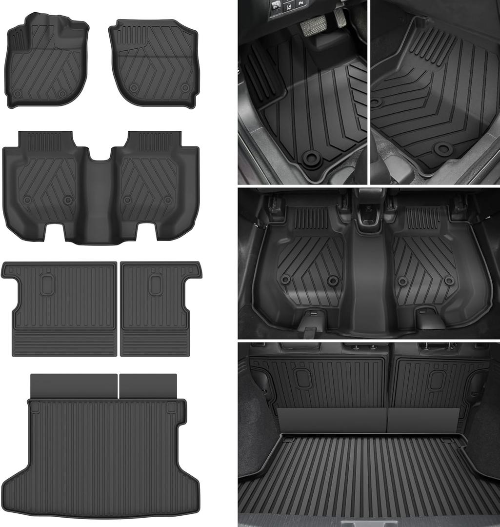 Floor Mats & Cargo Liner & Backrest Mat Compatible with Honda HRV AWD 2016-2022: All Weather Floor Mat HRV HR-V TPE Accessories Trunk Mat Back Seat Cover Protector Full Set