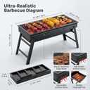Portable Charcoal Grill, Portable Tabletop BBQ for Outdoor Cooking | Compact Folding Grill for Camping, Hiking, Picnics & Travel | 24”x13”x9” Lightweight Smoky Flavor Grill