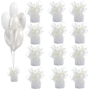 Balloon Weights, 12 Pieces, Aluminum Foil, suitable for Birthday Parties, Gatherings, Weddings, Dinners and Other Occasions, Weight 0.36lb (White)