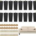 TURSTIN 16 Pack 5.7 Inch Furniture Legs Plastic Sofa Couch Legs Square Tapered Feet Sofa Legs with M8 T-Nuts Screws for Legs Sofas Chairs Cabinets Dressers Beds, Black