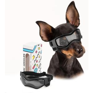 PETLESO Small Breed Dog Goggles, Sunglasses with UV Protection for Outdoor Riding & Driving, Black