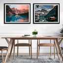 Paint by numbers Kit for adults beginners 2 pack paint by numbers for adults rolled up canvas for home decoration creative wall art with colorful gift box 12x16 inch mountain lake sunset 169-170