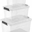 Clear Storage Latch Box/Bin, 3-Pack Plastic Organizing Container with Handle and Lids (7QT/16QT/22QT)