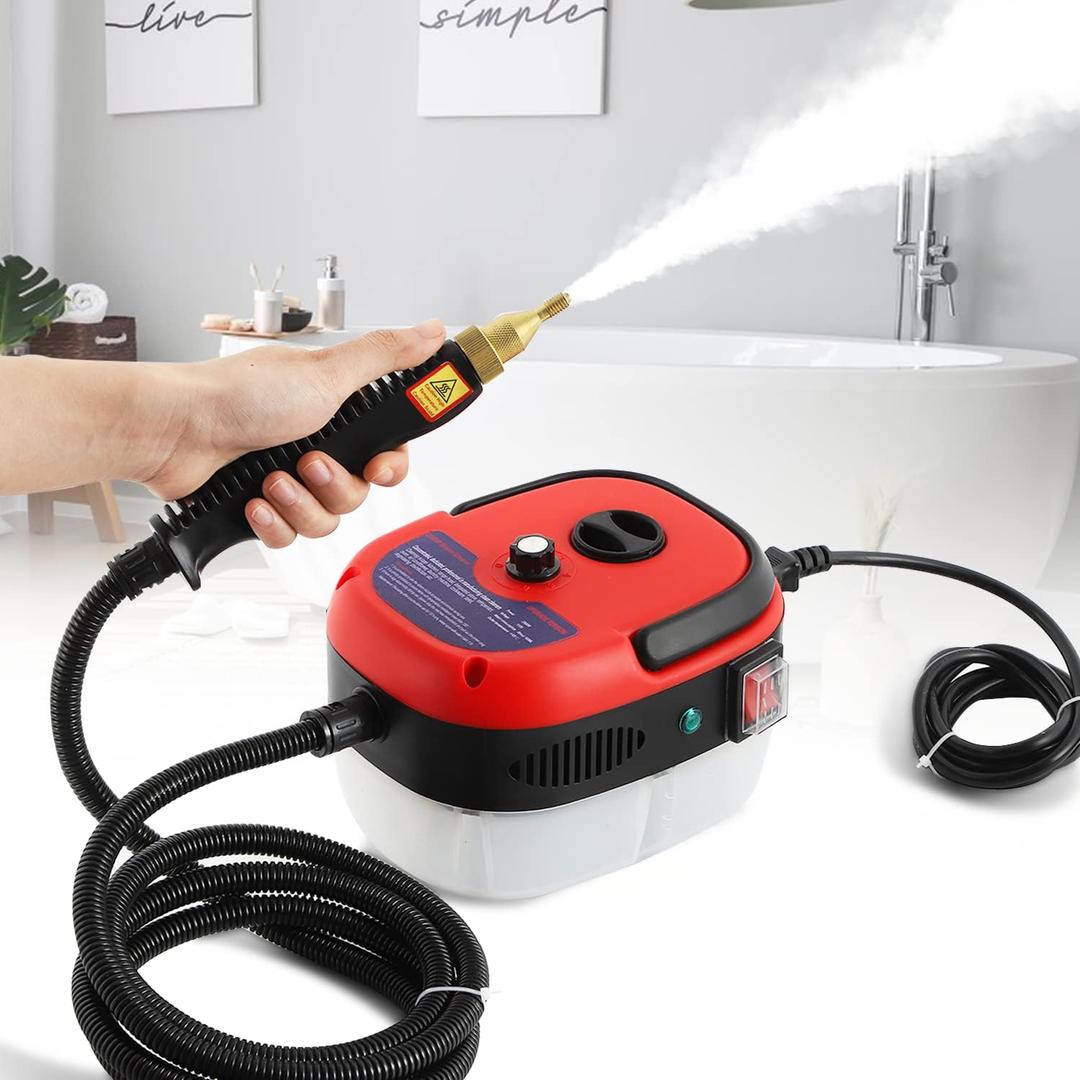 Moongiantgo High Pressure Steam Cleaner, 2500W Portable High Temp Bathroom Power Steamer Cleaning Machine Steam Humidity Adjustable For Home Use Kitchen Grease Car Detailing (110V, Red) (Red, 110V)