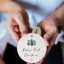 Babys First Christmas Ornaments 2025 Babies First Christmas Ornament Baby's 1st Ornament for Boys Girls Round Ceramic Decoration with Gift Box&Ribbon (2.9" (New Baby-green Christmas Tree)