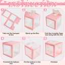 2026 Prom Balloon Boxes Decoration, 4 Pcs Pink Clear Grad Balloon Boxes with Letters Graduation Hat Card Column Standup Photo Booth 2026 Prom Backdrop for Senior High Graduation Decoration