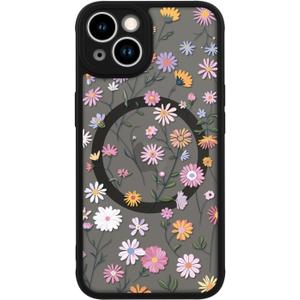 LUHOURI for iPhone 13 Case Cute - Wireless Charing Compatible,Trendy Floral Design for Women Girls,Military-Grade Shockproof Not-Slip Matte Phone Cover, Colorful Petite Daisies