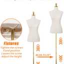 Mannequin Torso Dress Form 40.55-73.23 Inch Height Adjustable Female Model Display Mannequin Body with Metal Bracket and Rectangular Base for Sewing Dressmakers Dress Jewelry Display, Beige