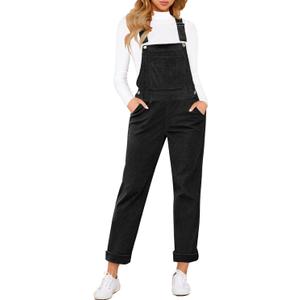 LookbookStore Womens Overalls Corduroy Bib Adjustable Straps Fashion Jumpsuit Overall for Women with Pocket Size Medium Size 8 10