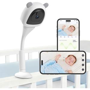 2K Baby Monitor with Camera and Audio Wireless, No WiFi Needed for Crib Mount, Night Vision Smart Camera, Cry Detection Two-Way Talk, No Monthly Fee