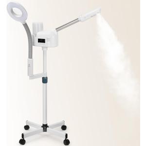 Professional Facial Steamer with 5X Magnifying Lamp, 2 in 1 Facial Steamer Upgrade PTC Heating, Esthetician Steamer Black Face Steamer for Salon Spa Beauty Skin Care (White)