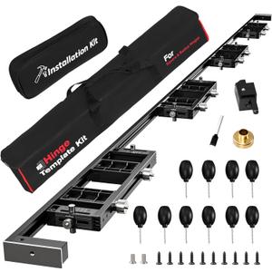 Door Hinge Template Kit, 26"9 Portable Single Jig Provided, Quickly and Precisely Recess Square & Radius Hinges in Door and Frame, Full Flexibility for Hinge Size, Shape (Long-Reach Jig, Black)