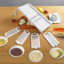 Mandoline Slicer Vegetable Chopper, Fruit Slicer, Cheese Grater & Potato Cutter with 6 Blades, Easy Kitchen Tool, White