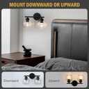 Black Bathroom Light Fixtures, 2 Light Bathroom Vanity Light with Globe Glass Shades, Modern Farmhouse Vanity Lights Over Mirror, Matte Black Wall Lights for Bedroom Restroom, E26 Socket