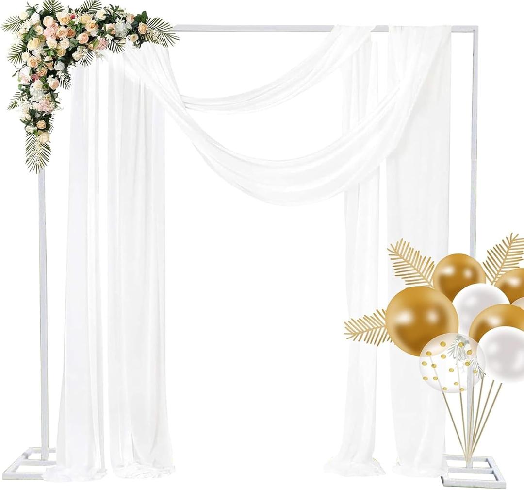Gigicloud 8.2FT Wedding Arch Backdrop Stand, Square Backdrop Adjustable Stand Metal Rectangular Arch Frame Balloon Arch Rack for Ceremony Baby Shower Birthday Party Anniversary Decoration White