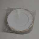 Okllen 12 Pack Plastic Round Charger Plates, 13" Dinner Charger Dessert Plates with Gold Rim, Vintage Charger Serving Plates for Catering, Wedding, Tabletop Decor, White, Floral Trim