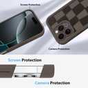 KANGHAR Compatible with iPhone 16 Pro Case, Silicone Checkered Cute Pattern, Camera Protection Soft Slim Shockproof Edge Phone Case for Girls Women -Brown