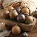 Lunmon 12 Pcs Brown Vintage Christmas Ornaments for Tree 3.15 Inch Textured Rustic Earth Toned Rust Christmas Balls Shatterproof Farmhouse Neutral Xmas Baubles for Home Decor DIY Party Gift