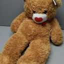 HollyHOME Big Teddy Bear Stuffed Animal Valentines Large Bear Plush with Red Heart for Girlfriend and Kids Valentines 36 inch Tan