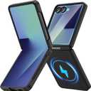 Ruky for Z Flip 7 Slim Case, Full Body Cover Anti-Scratches Shockproof Hard PC Ultra-Thin, [Compatible with MagSafe] Protective Magnetic Carbon Fiber Phone Cover for Samsung Galaxy Z Flip 7 5G, Black