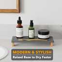 SpaceAid DryingNeat Sink Organizer, Instant Dry Sink Caddy Organizers, Kitchen Sponge Soap Holder Dispenser, Countertop Fast Drying Rack (Bamboo Feet, Dark Gray)