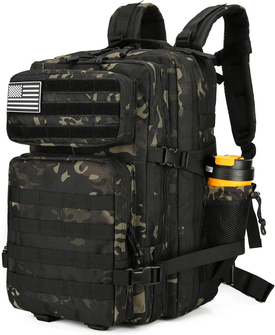 Lovelinks21 25L Tactical Backpack for Men and Women Military Backpack Small Assault Pack Molle Backpack Bug Out Bag Travel Rucksack Daypack (Black Camo)