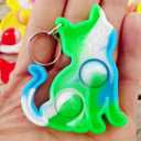 50 Packs Bulk Cat animal Backpack Mini Pop Rainbow Keychain fidgets Bubble Toys for Kids Children Classroom Students gifts from Teacher, Birthday Party Favors