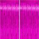4 x Hawaiian Luau Tropical Party Decorations, Thicken Hot Pink Tinsel Backdrop Curtains Streamers 2 Pack 3.3x6.6 FT, 39.4"W x 78.7"L
