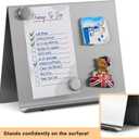 Magnetic Bulletin Board with Stand – Small Dry Erase Memo Board – Tabletop Metal Easel for Magnet Display – 10x8 Inches + 2 Magnets