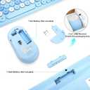 Wireless Keyboard and Mouse Combo, Retro Typewriter Keyboard with Round Keycaps, 2.4GHz USB Cute Wireless Keyboard Mouse for Computer, Desktop, Laptop (Blue Colorful)