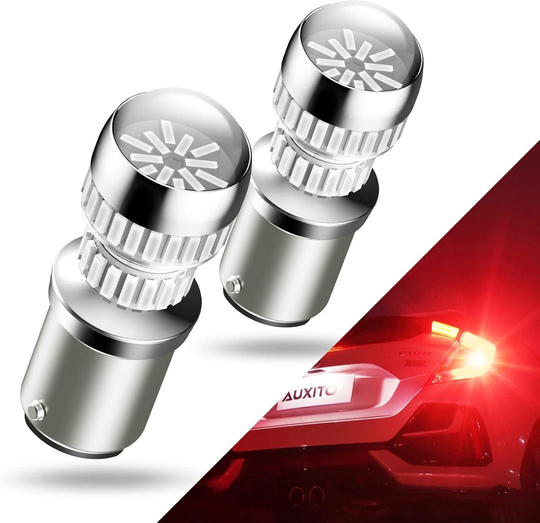 AUXITO Upgraded 1157 2357 LED Bulb Red for Tail Lights Brake Lights Super Bright 2057 2357 7528 BAY15D LED Replacement Light Kit for Tail Stop Brake Signal Running Lights, Pack of 2