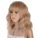 Kids Blonde Wig, Short Wavy Blonde Child Wig With Bang Synthetic Halloween Cosplay Blonde Hair Wigs for Kids Girl