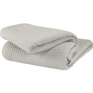 GLAMBURG 100% Cotton Thermal Twin Blanket, Breathable Soft Waffle Blanket, All Season Light Grey