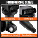 6 x 1PCS Ignition Coil Fit for 2002 2003 2004 2005 2006 2007 2008 2009 Toyota Camry Matrix RAV4 Solara Highlander Scion TC xB Lexus HS250h 2.4L Coil Pack Replaces# C1330 UF333