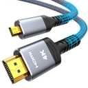 Highwings 4K Micro HDMI to HDMI Cable 3 FT, Micro Male to HDMI Male Nylon Braided Cord Adapter 2.0 4K@60HZ 2K@165HZ 18Gbps Compatible for Laptop Tablet Camera Connected to Monitor Projector 3FT (Grey)