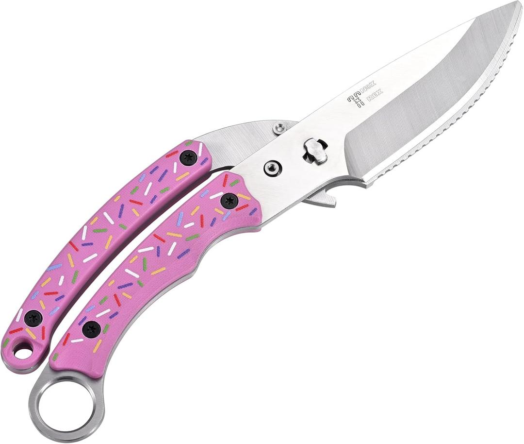 2 x Heavy Duty Kitchen shears, all Purpose shears for food, Poultry Scissors, Stainless Steel Kitchen Scissors for camping, baking G10 Donut Pink