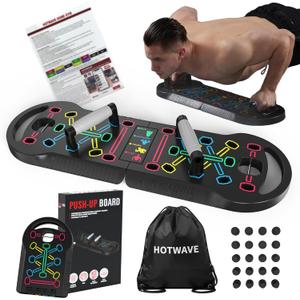 HOTWAVE Push Up Board Fitness, Portable Foldable 20 in 1 Push Up Bar at Home Gym, Pushup Handles for Floor. Professional Strength Training Equipment For Man and Women