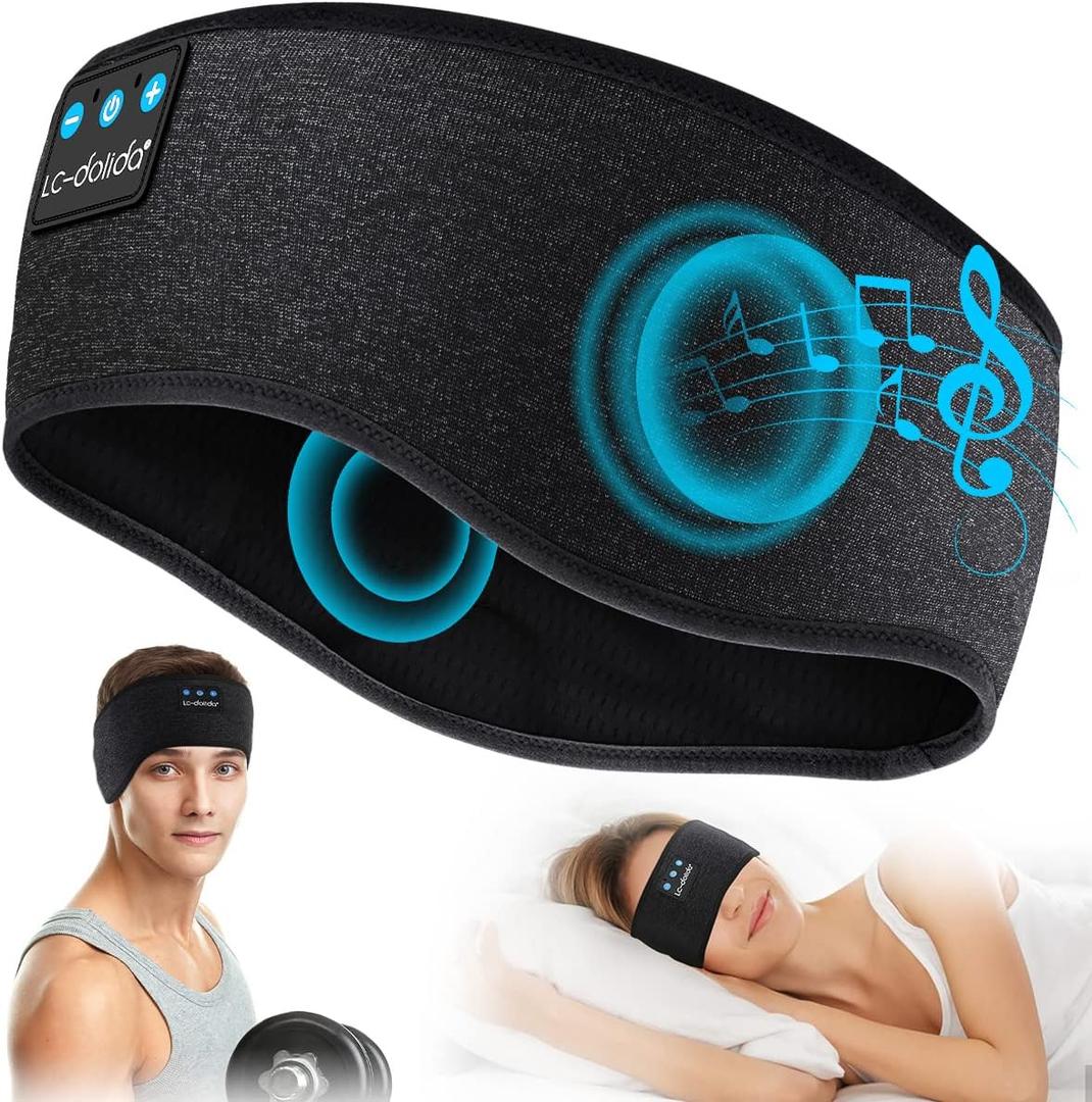 Bluetooth Headband Headphones, Sleep Headphones for Side Sleepers & Sports, Washable & Wireless Music Headband with Secure Fit for Running, Workout, Gym, Yoga  Great Gift