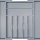 Silverware Organizer Utensil Drawer Organizer - Bamboo Cutlery Organizer Kitchen Drawer Organizer for Silverware, Utensils, Cutlery, Flatware, Knives W13.5-19.9" x L17.6 (Grey)