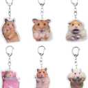 3 x 6 Pcs Cute Animal Keychain Set Cute Hamster Meme Keychains - Funny Hamster Ornaments for Bags/Purse Accessories, Kawaii Charm Funny Keychain (Animal-Themed Keychains)