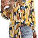 Zeagoo Button Down Shirts for Women Dressy Casual Floral Printed Collared Chiffon Blouse Long Sleeve Business Work Tops (X-Large)