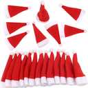 FINGOOO Mini Red Santa Hats,30 Pieces Christmas Hat for Crafts 2.8 x 5 Small Santa Hats for Xmas Party Table Dinner Decorations