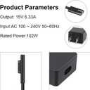102W Microsoft Surface Book Charger, 15V 6.33A Power Supply for Surface Book 3/2/1, Surface Laptop 5/4/3/2, Surface Pro X/9/8/7/6/5th/4/3/2, Surface Go 3/2