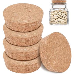 BENECREAT 6pcs Cork Bottle Stoppers, Tapered Design, 3" Diameter, Beige, Conical with Round Top