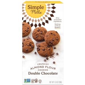 Simple Mills Crunchy Almond Flour Cookies, Double Choc Chip, 1pk, 5.5oz (EXP 06/17/26)