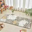 Kitchen Mats for Floor 2PCS Cushioned Anti Fatigue Kitchen Mats Waterproof Non Slip Kitchen Mat Rug Set Comfort Foam Standing Mat for Sink, Laundry, Office,17.3" x 28" + 17.3" x 47", Brown White