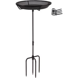 HRAYLTOP Standing Bird Feeder Bowl with 29.1 inch Iron Stand - Detachable Outdoor Decor for Garden Backyard Patio and Deck - Perfect for Attracting Birds