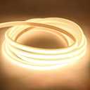 COB Led Strip Lights Waterproof IP67 6.56feet Cuttable LED Rope Lights AC 110V 120V Light Stip 320LEDs 3000K Warm White Super Bright with US Plug for Bedroom Ceiling Kitchen Under Cabinet Closet